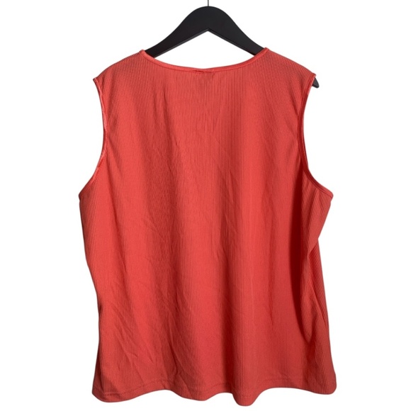 Kim Rogers Womens Sleeveless Blouse Size 3X Coral Ribbed Top Plus Size Blouse - Picture 2 of 5
